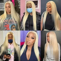 613 Blonde Bone Straight Human Hair Wig, 250% Density