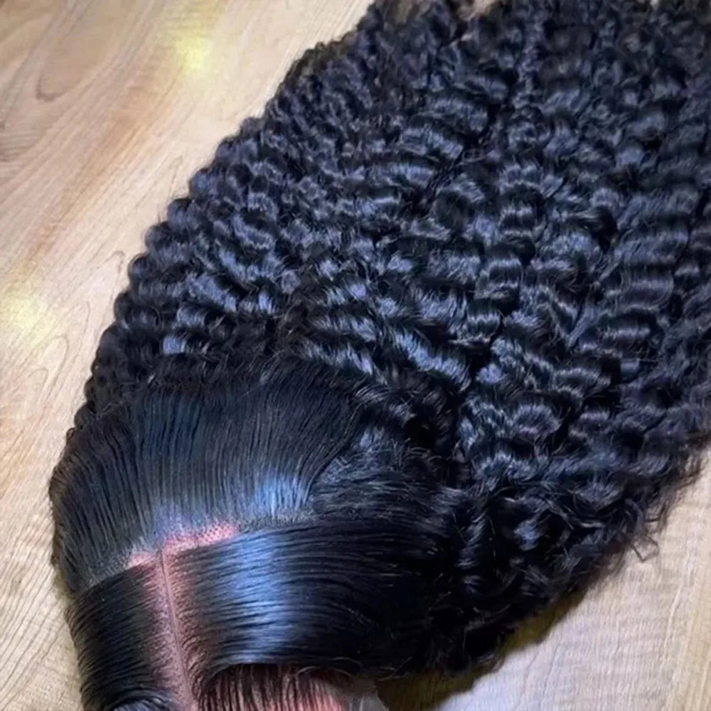 Natural Black Deep Wave Human Hair Wig, 200% Density
