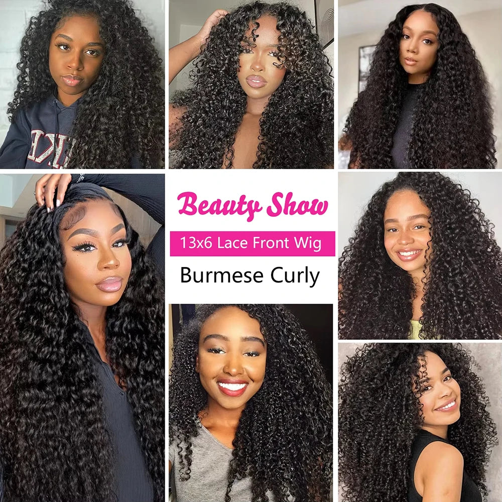 Burmese Curly Lace Wig, 180% & 200% Density