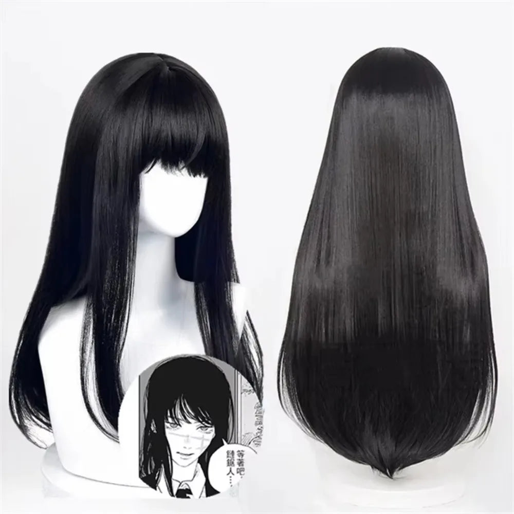 Long Straight Black Synthetic Cosplay Wig