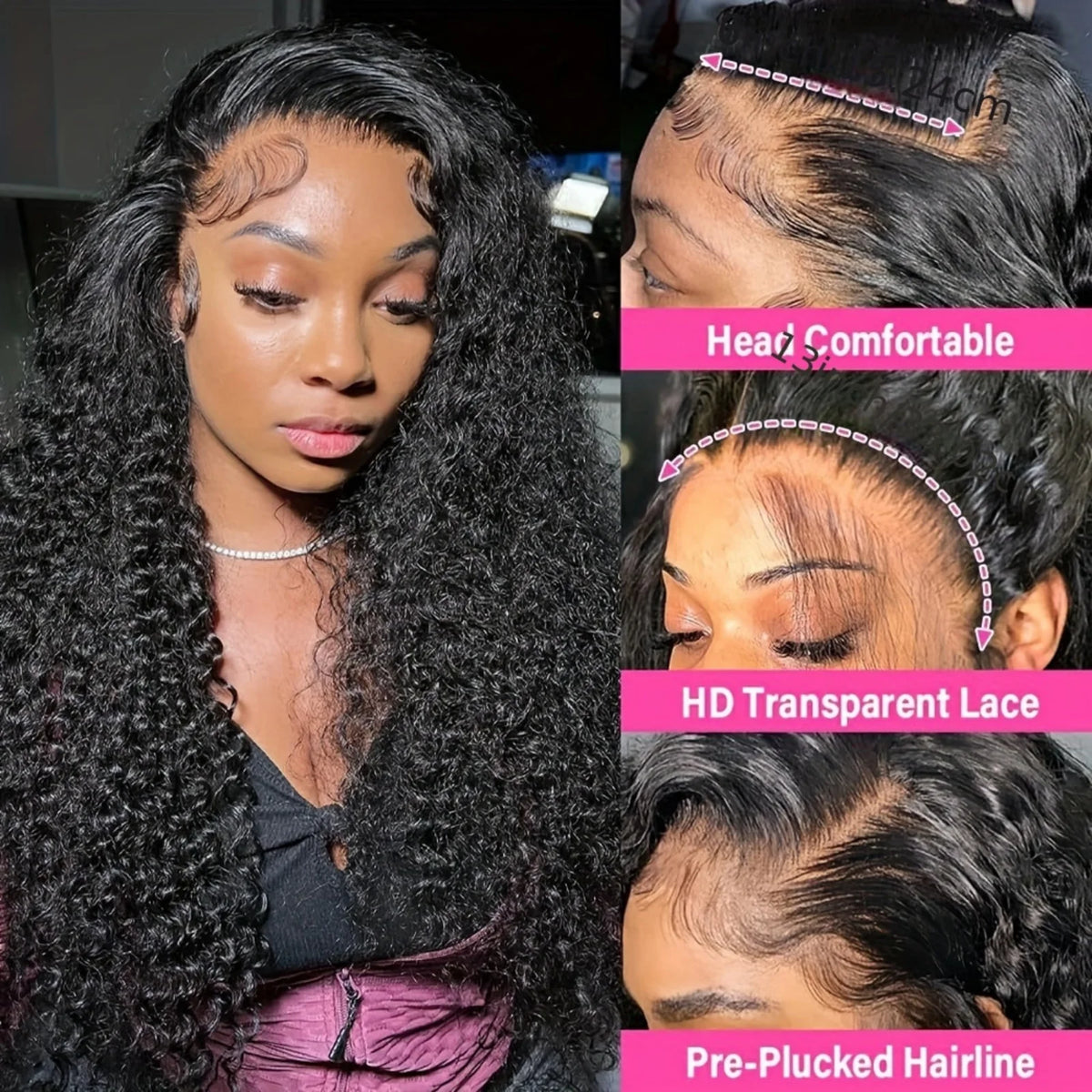 13x4 Glueless Curly Lace Wig, 200% Density