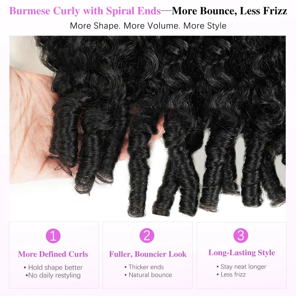 Natural Color Burmese Curly Human Hair Wig, 200% Density