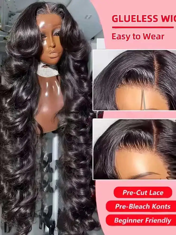 Black Body Wave Human Hair Wig, Lace & Glueless Options