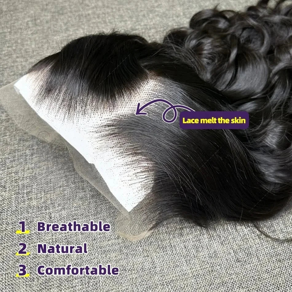 Natural Black Body Wave Human Hair Wig, 250% Density