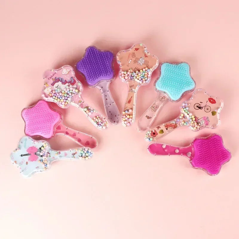 Colorful star-shaped tools with decorative elements on a pink background