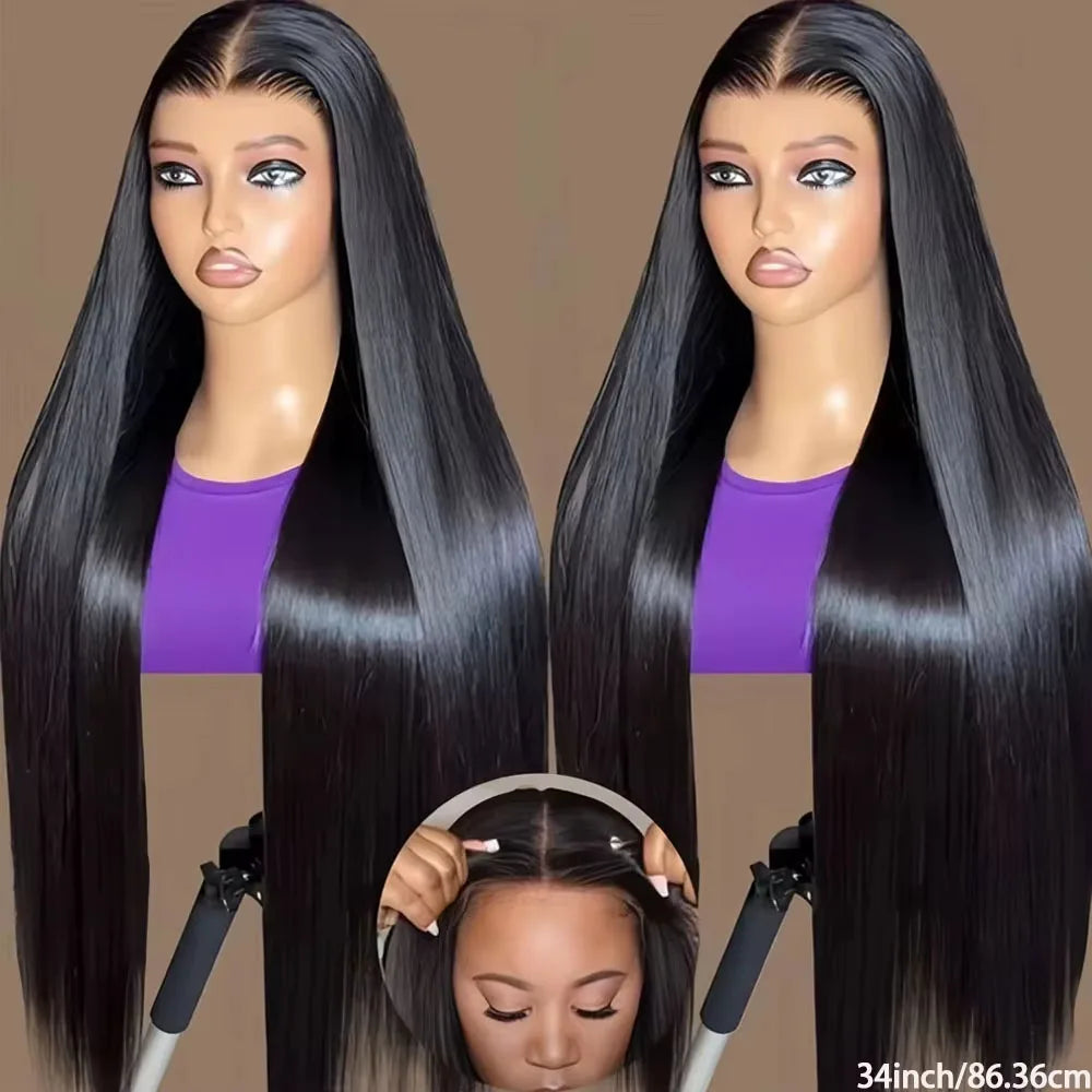 Bone Straight Glueless Human Hair Wig, 250% Density