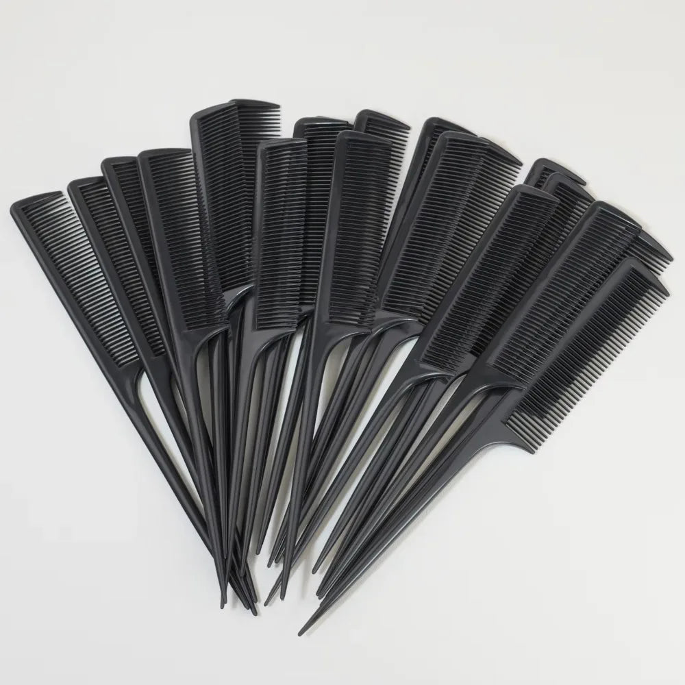20-Piece Anti-Static Pointed-Tail Hair Comb Set – Black