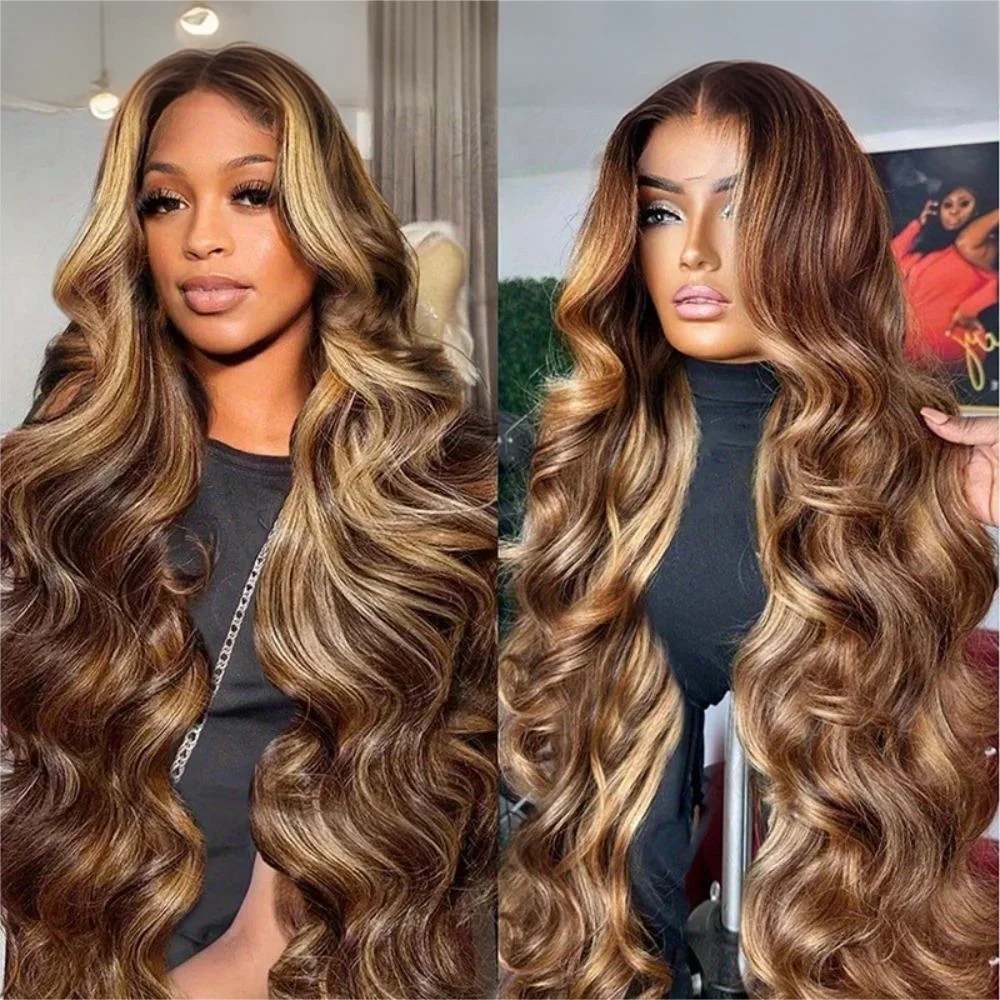 Honey Blonde Ombre Body Wave Human Hair Wig