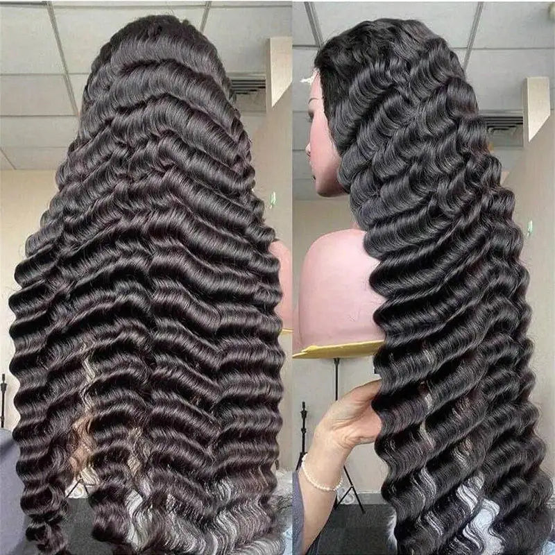 Black Deep Wave Synthetic Lace-Front Wig