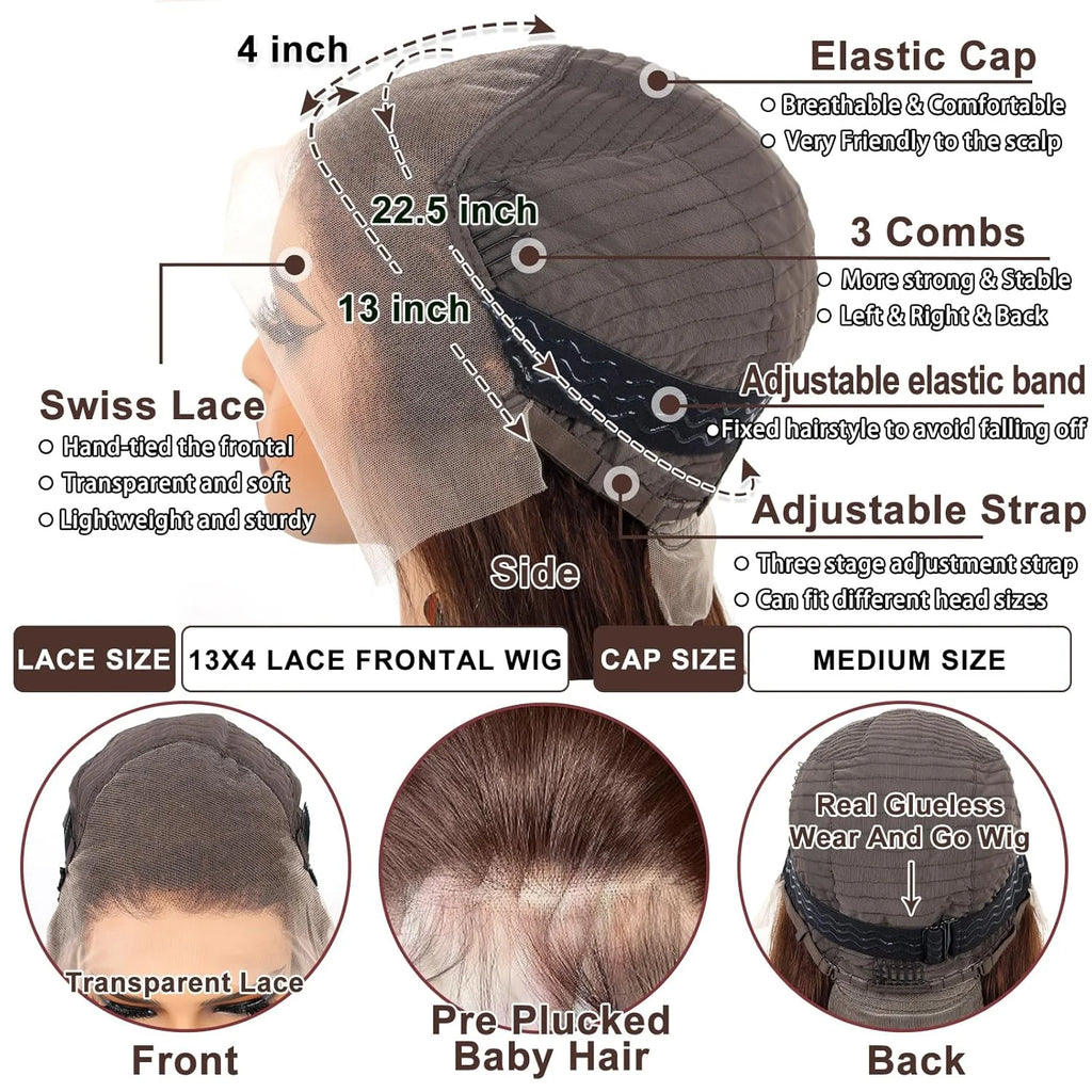 Chocolate Brown Body Wave Human Hair Wig