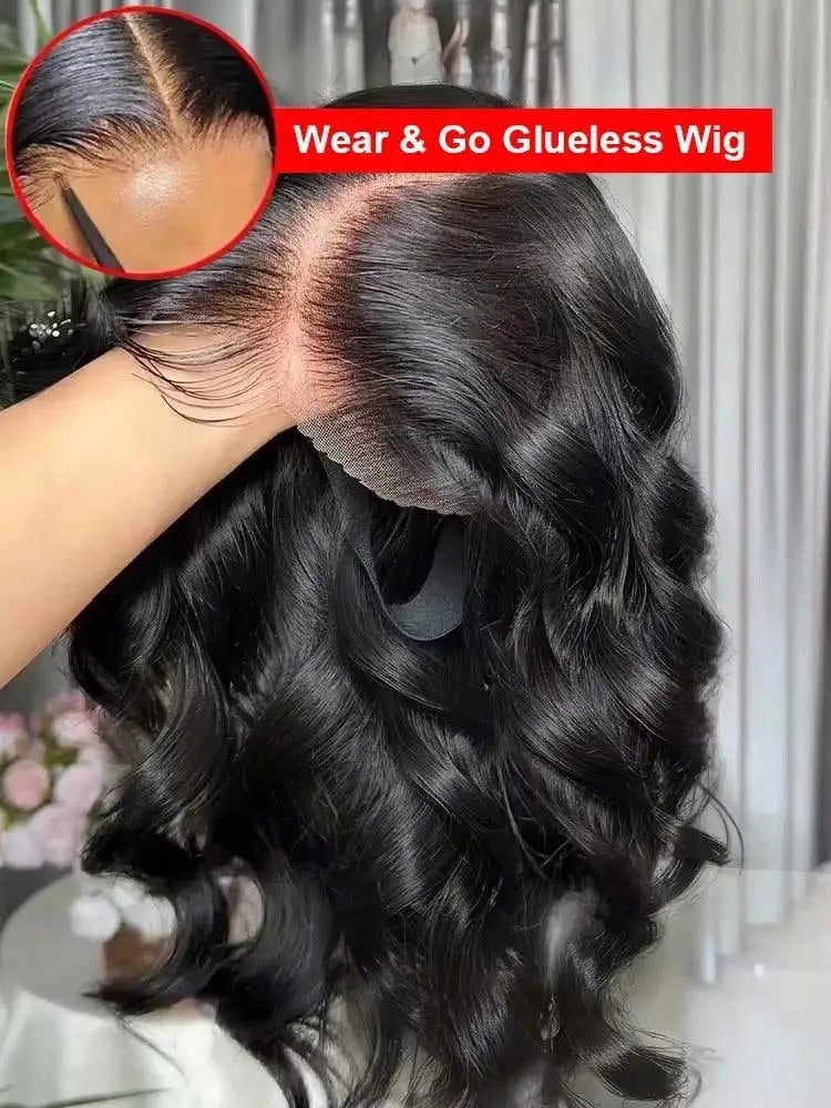 Black Body Wave Human Hair Wig, Lace & Glueless Options