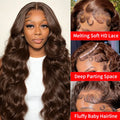 Chocolate Brown Body Wave Human Hair Wig