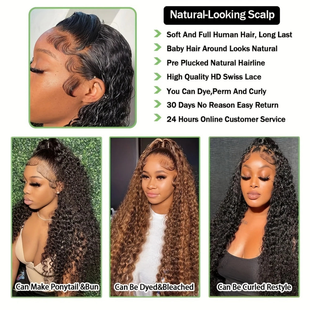 13x4 Glueless Curly Lace Wig, 200% Density