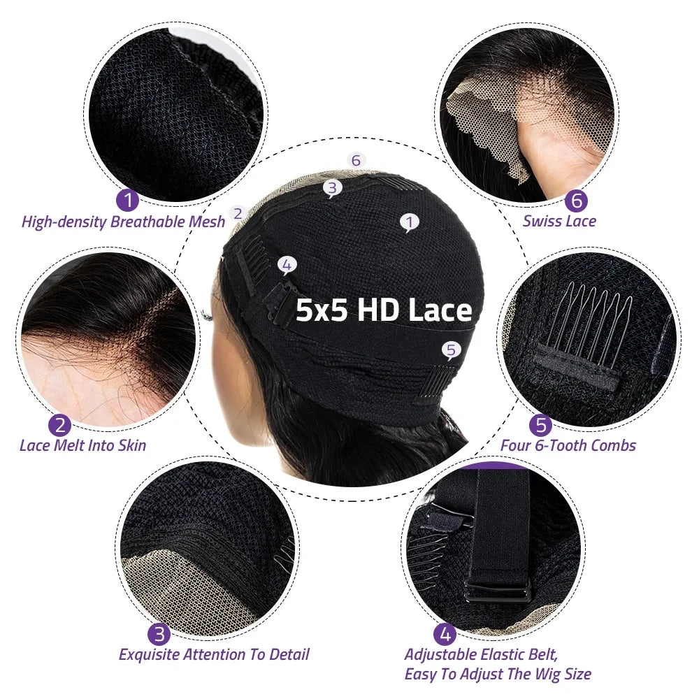 Body Wave Lace Front Wigs Human Hair 250% Density 13x4 HD Lace Front Pre Plucked