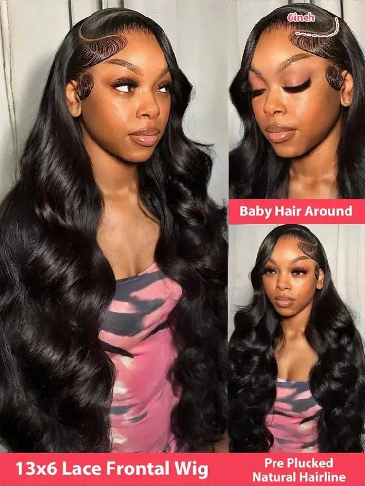 Black Body Wave Human Hair Wig, Lace & Glueless Options