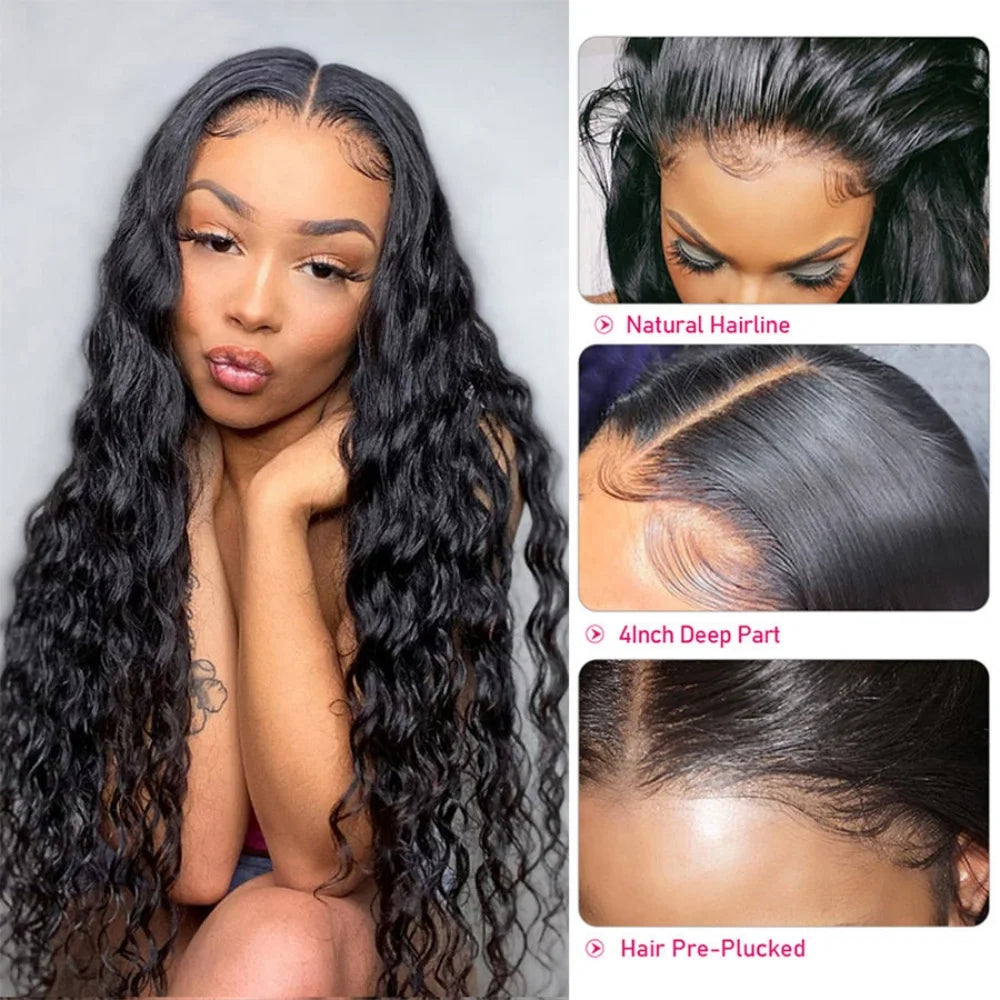 Black Deep Wave Synthetic Lace-Front Wig