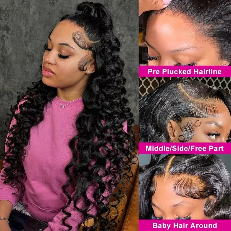 Loose Wave Human Hair Lace Wig, 200% Density