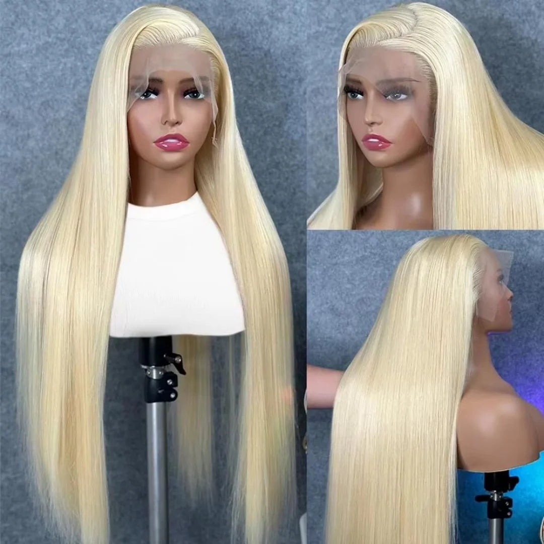613 Blonde Bone Straight Human Hair Wig, 250% Density