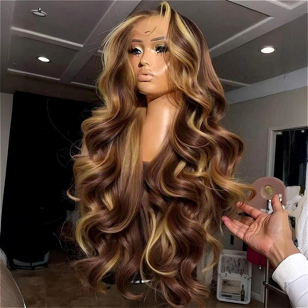 Honey Blonde Ombre Body Wave Human Hair Wig