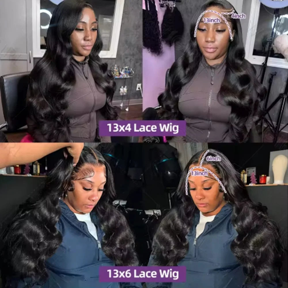 Body Wave Human Hair Lace Wig, 250% Density