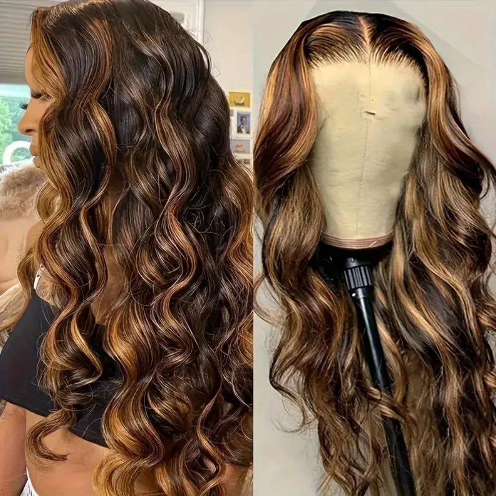 Honey Blonde Ombre Body Wave Human Hair Wig