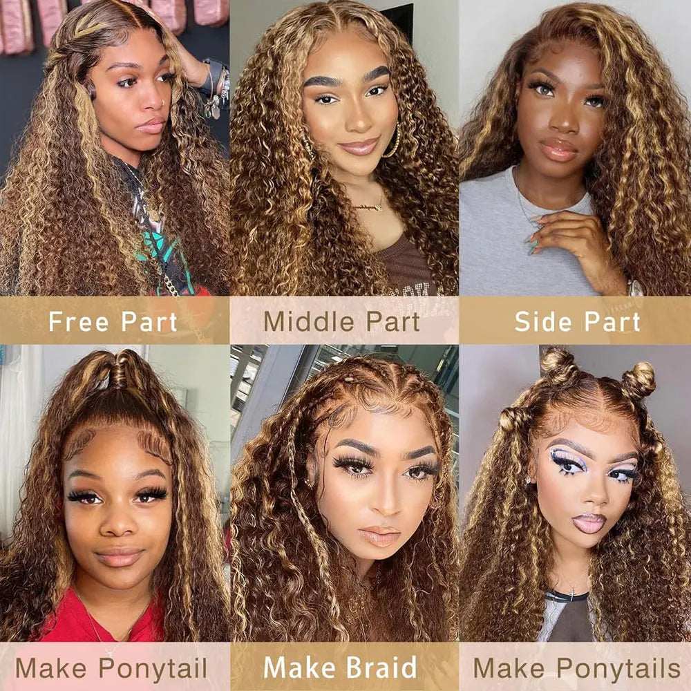 4/27 Highlight Deep Wave Human Hair Wig, 180% Density