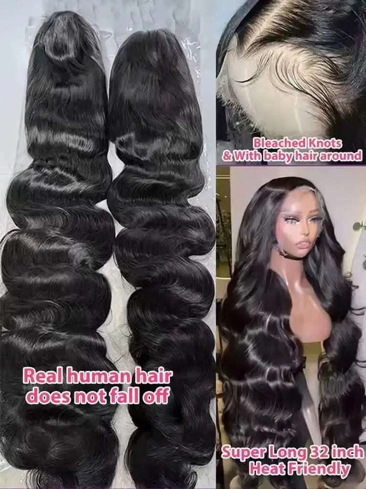 Black Body Wave Human Hair Wig, Lace & Glueless Options