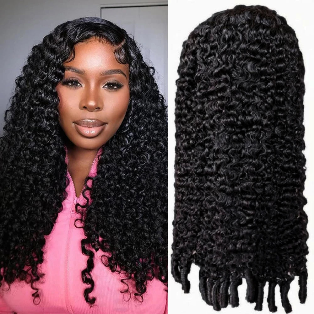 Natural Color Burmese Curly Human Hair Wig, 200% Density